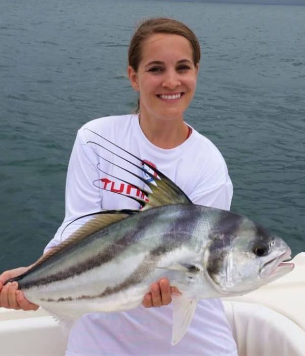 CAF's Theresa Atkins with a nice roosterfish caught in Panama