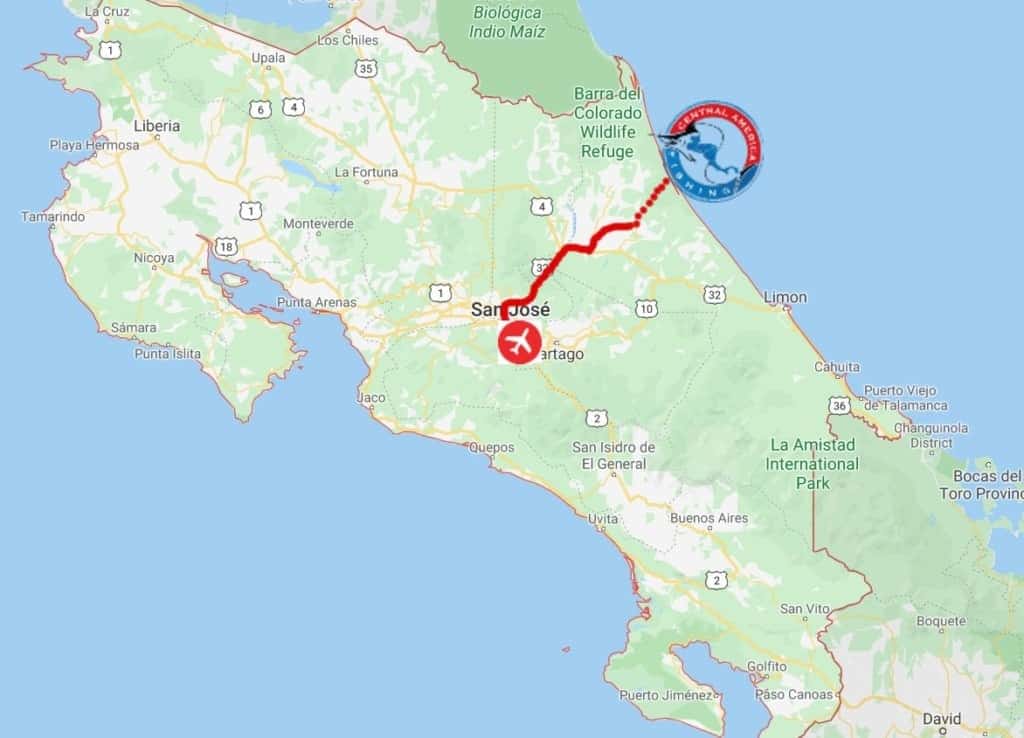 Map of the best tarpon fishing in Costa Rica