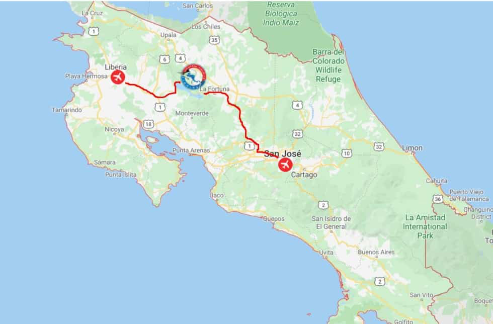 Map of Lake Arenal in Costa Rica