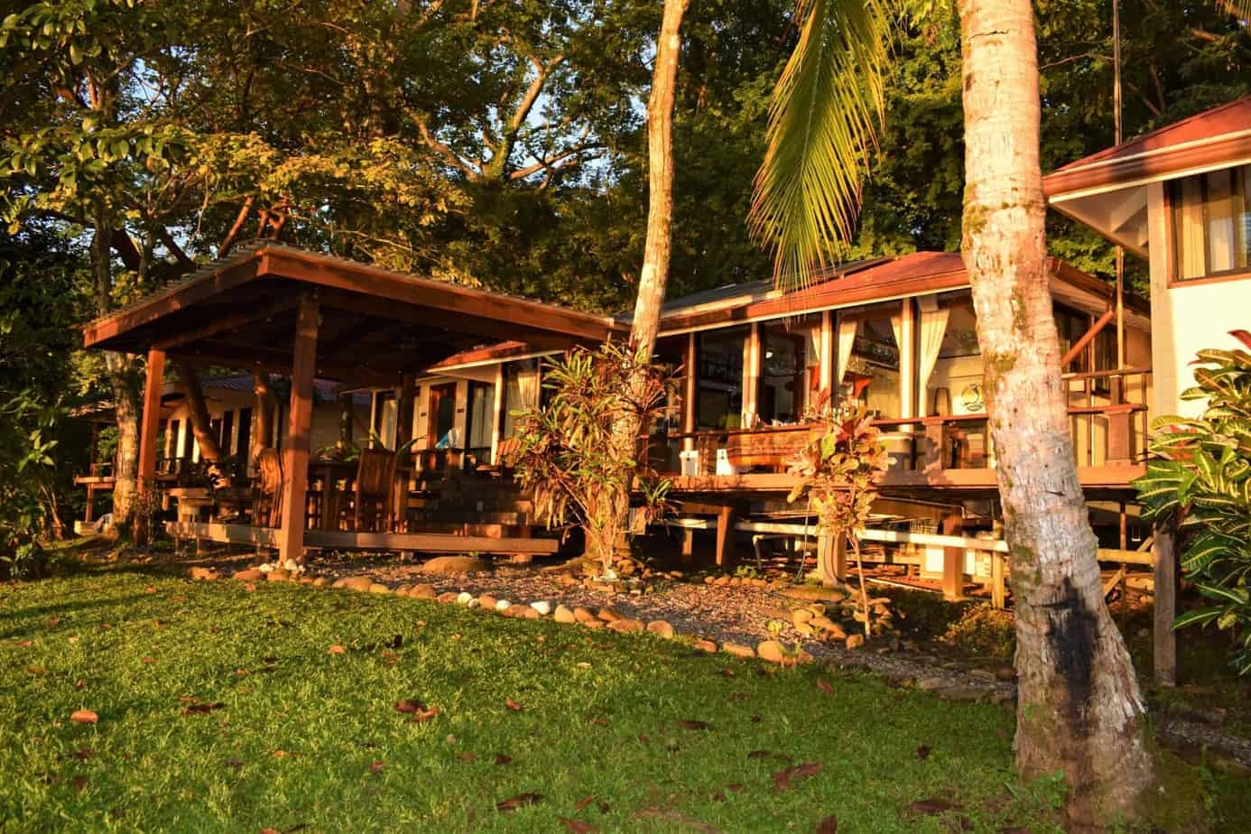 Sunset at the main dining hall at the Sport Fish Panama Island Lodge