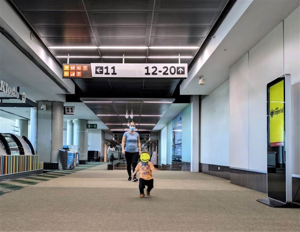 Running through an empty SJO Airport