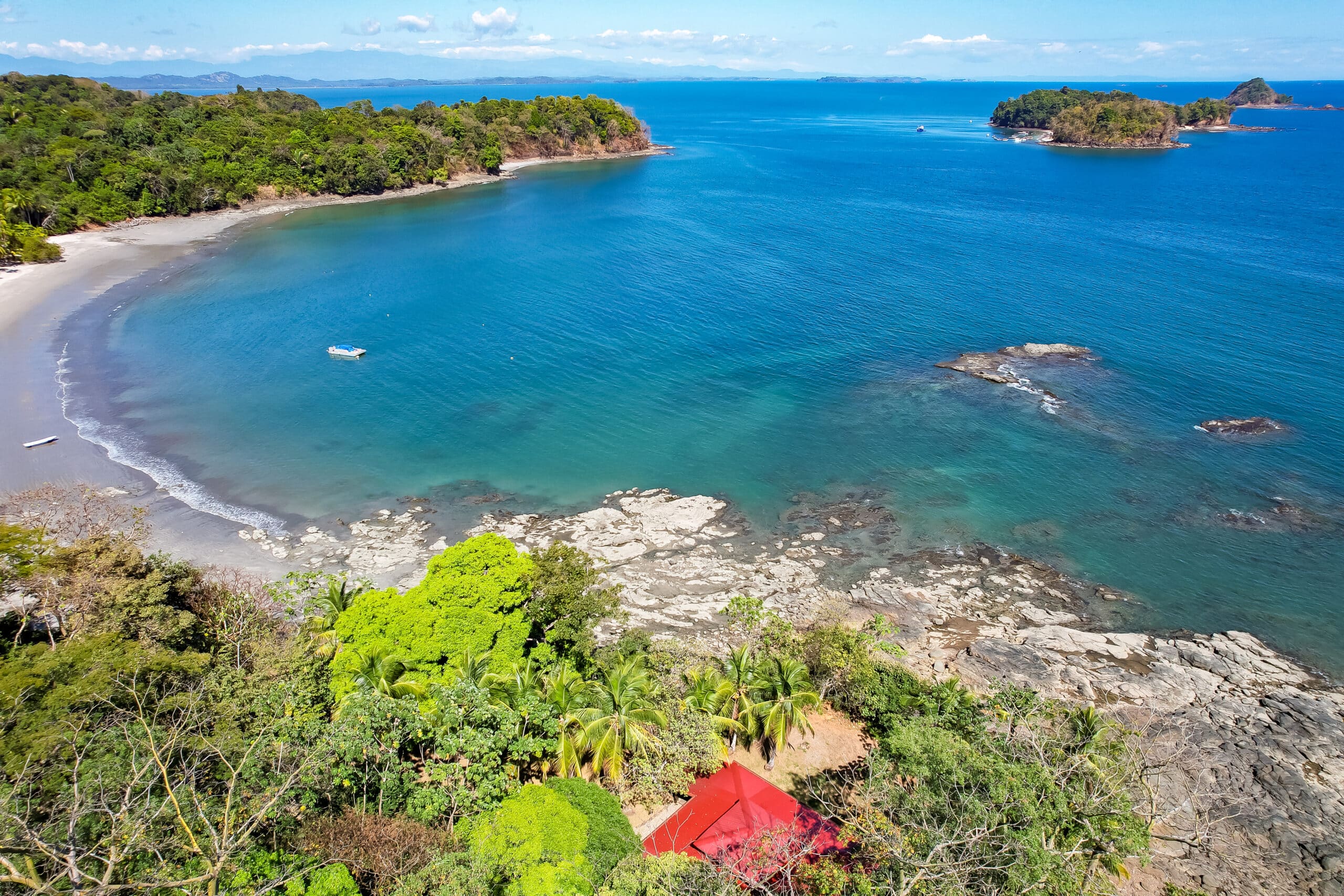 Drone shot of the Sport Fish Panama Island Lodge