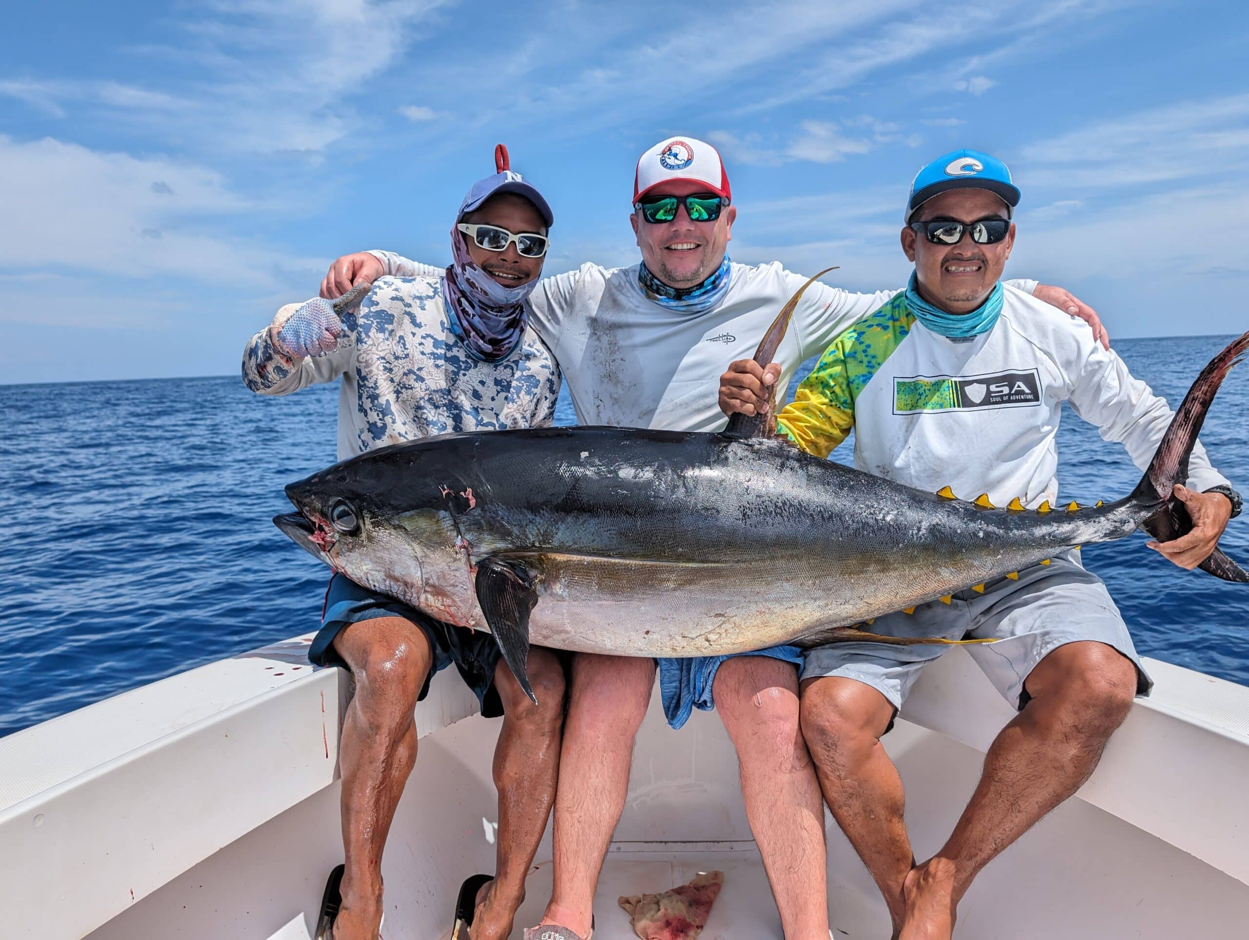 CAF angler Julien with his prized 165 lb tuna caught on the mothership in Panama
