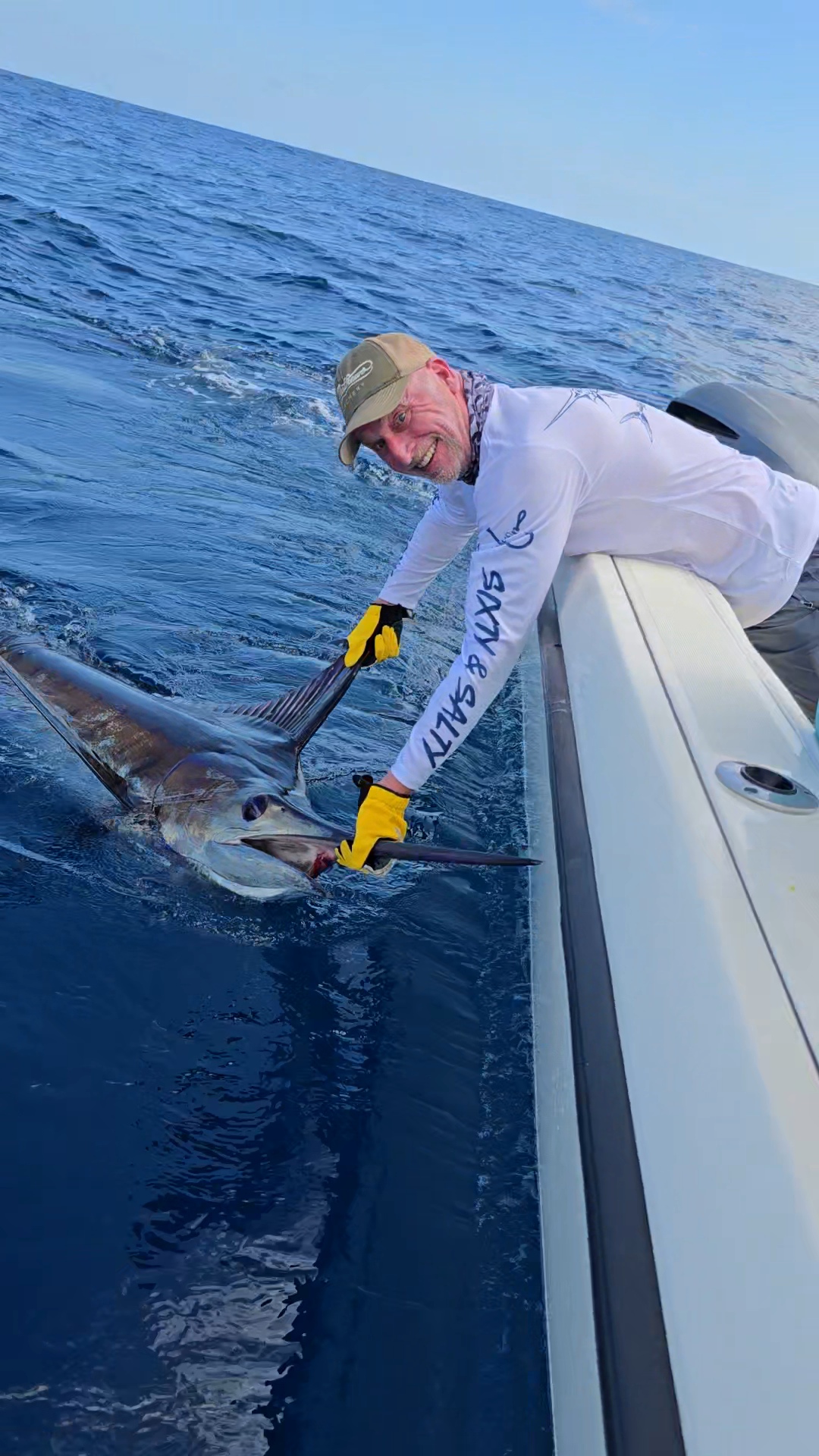 Central America Fishing customer, Lee, catches a marlin near Isla Montousa in Panama for his 60th birthday.