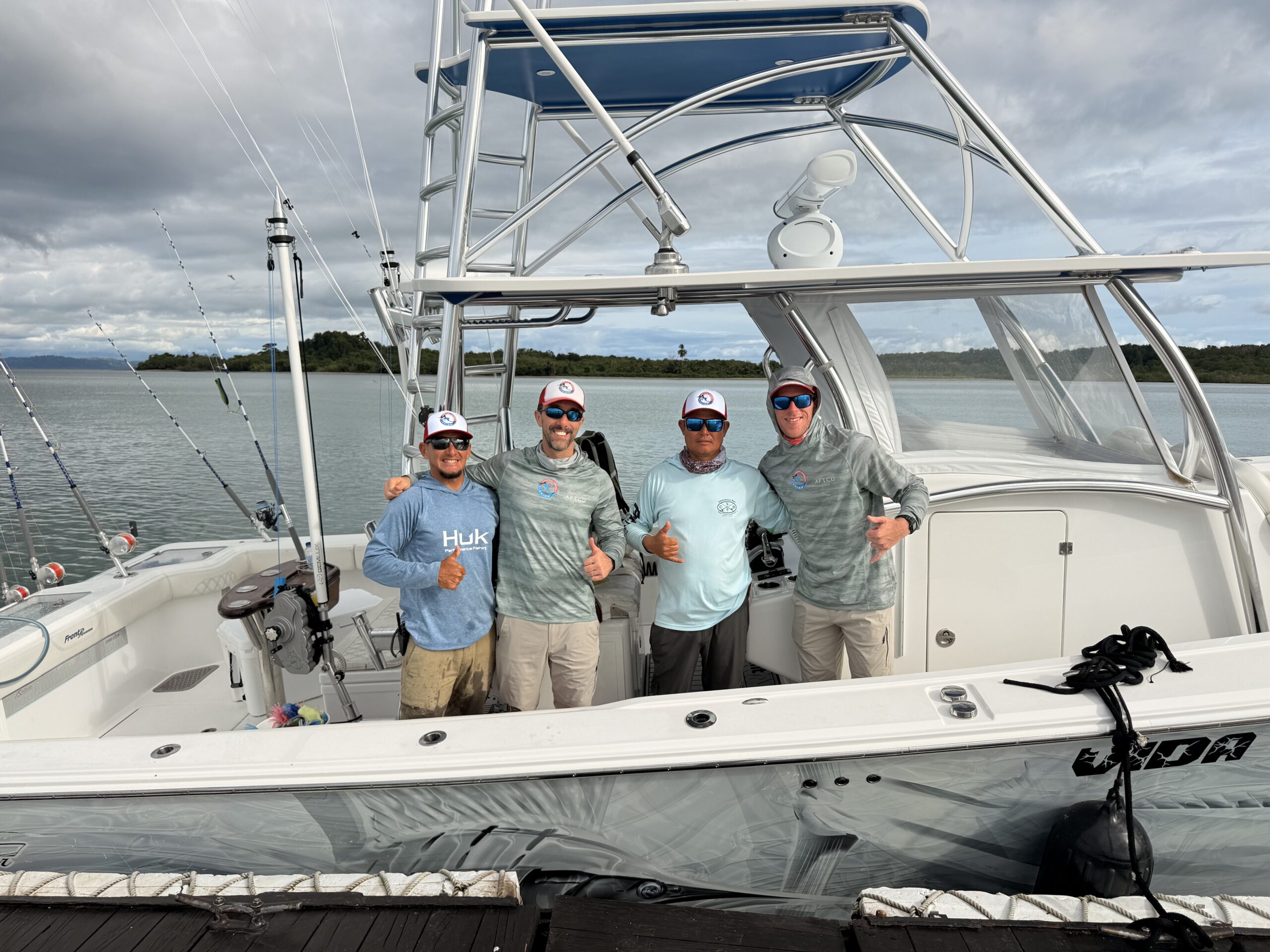 CAF's Chris & Dakota on board the new 39' Front Runner at Crocodile Bay