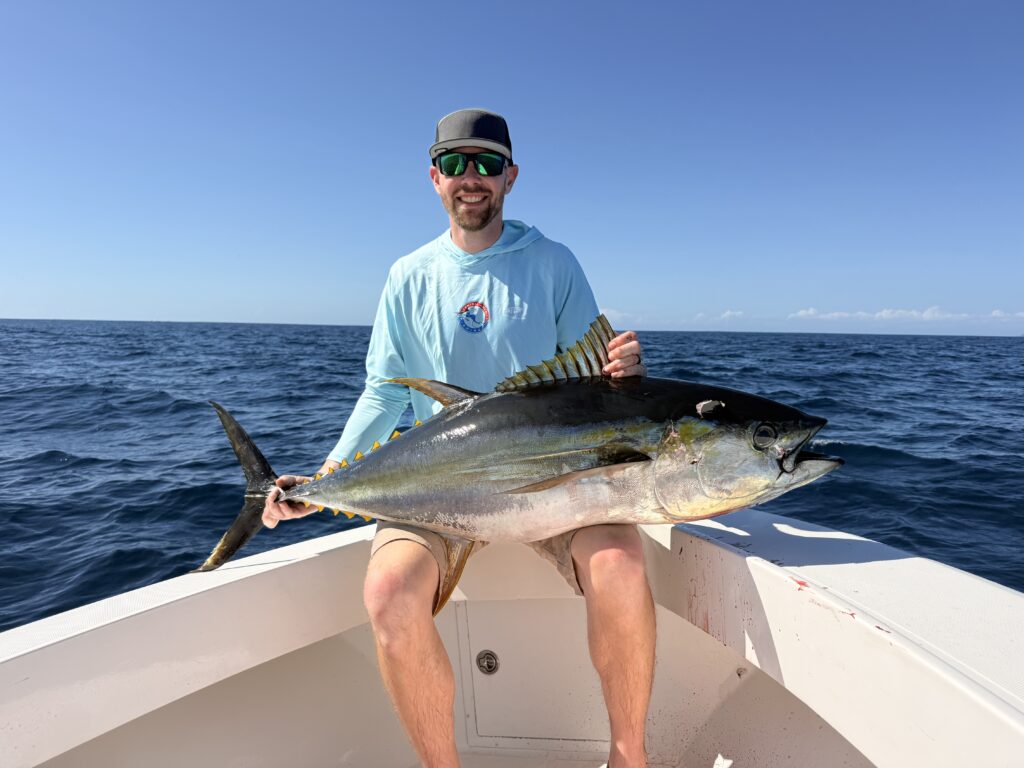 CAF angler Ryan with a 100 lb yellowfin tuna in Panama