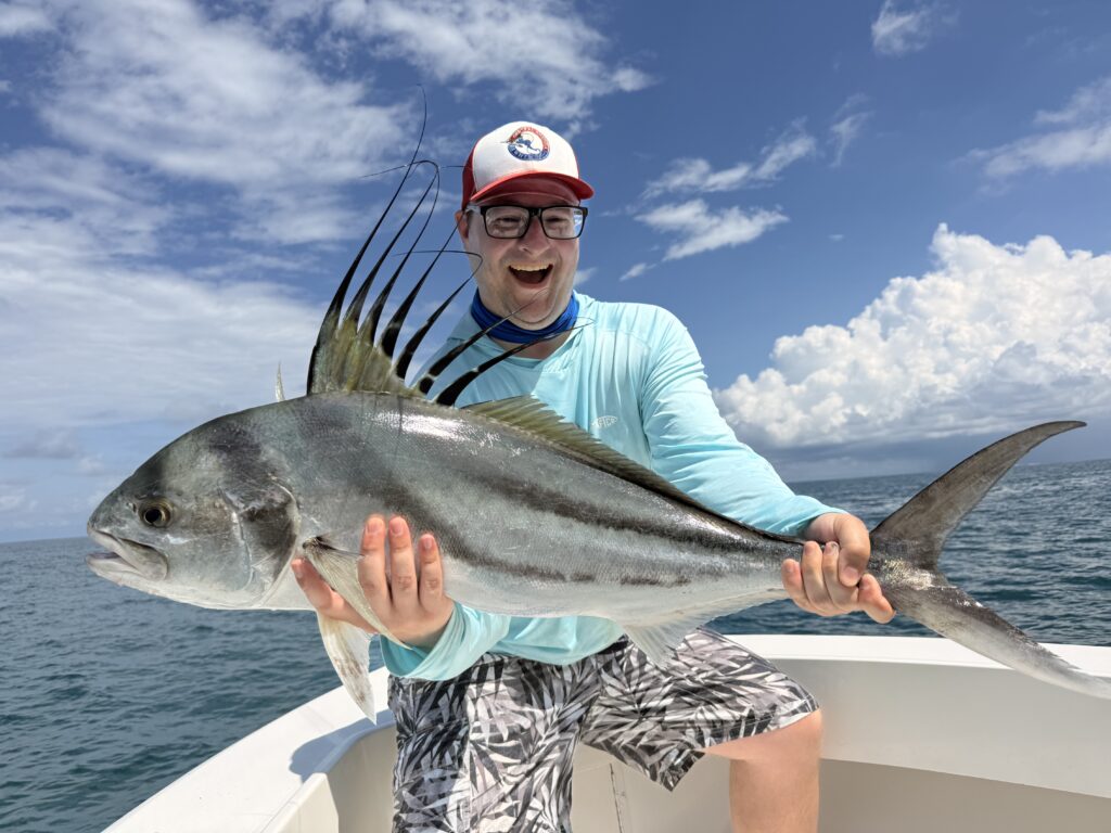 CAF angler Jared is ecstatic with his first roosterfish