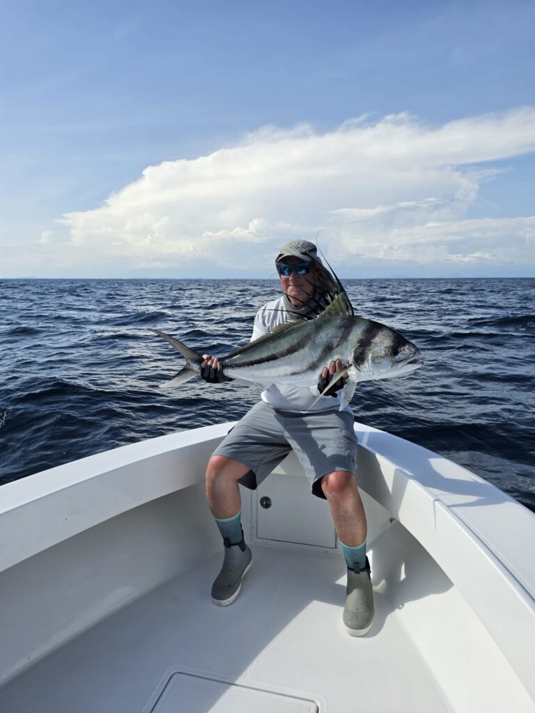 CAF angler Tom catches a roosterfish in Panama